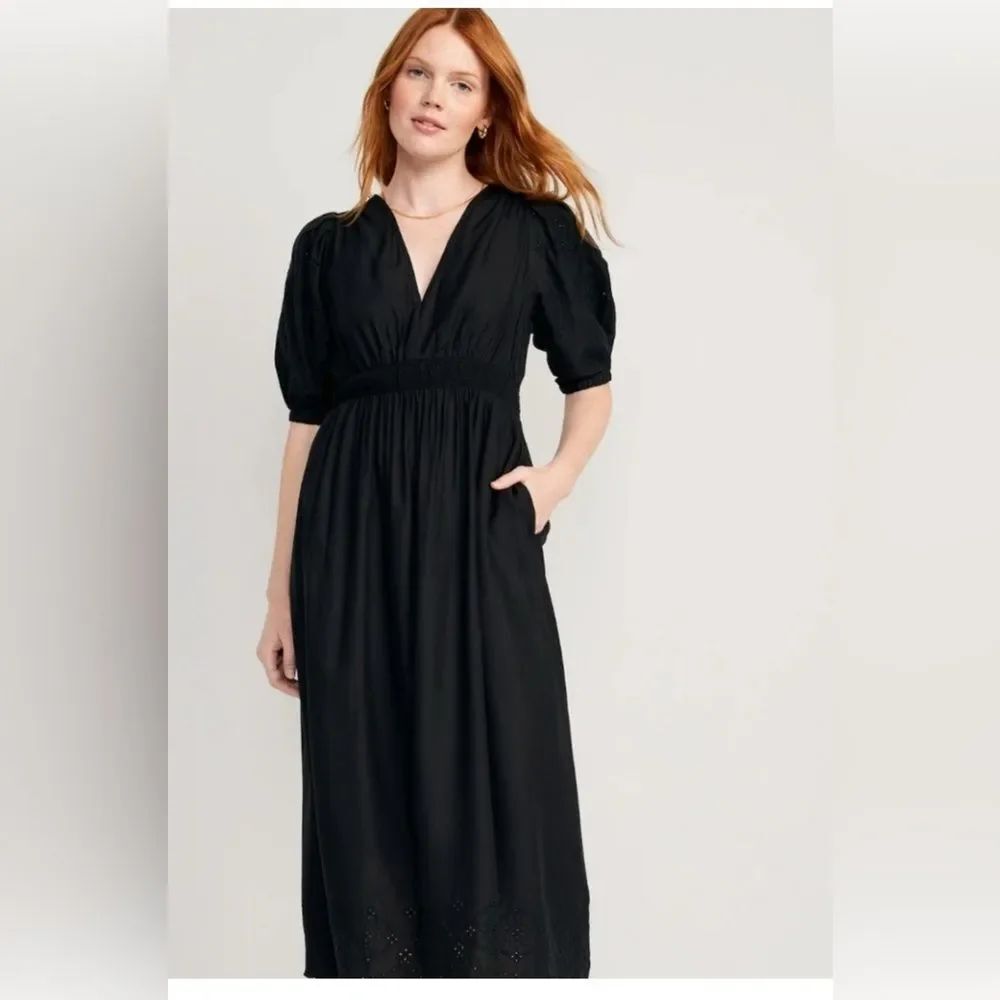 Old Navy Women's Black Jack Short Sleeve V-Neck Rayon Cutwo Maxi Dress Size 3X